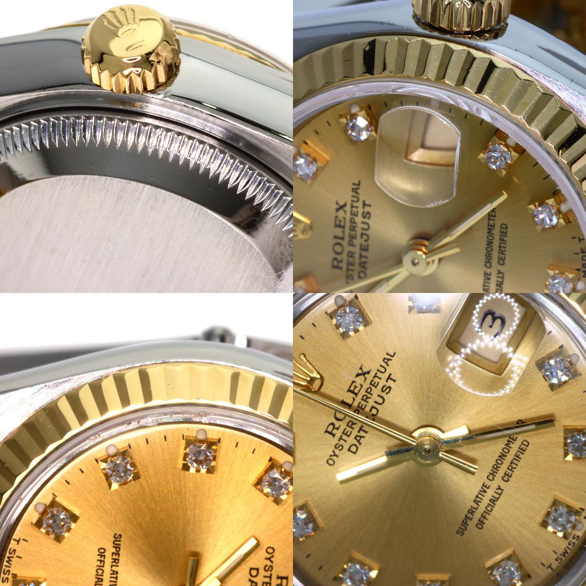 ROLEX ロレックス 69173G デイトジャスト 10P ダイヤモンド 腕時計 SS レディース 中古