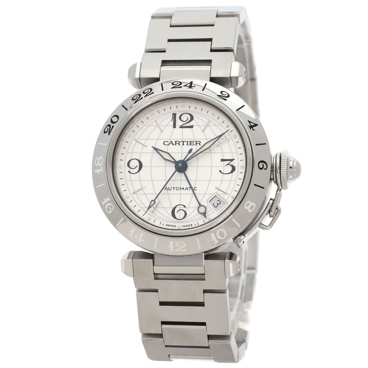 CARTIER カルティエ W31078M7 パシャC メリディアン GMT 腕時計 SS ボーイズ 中古