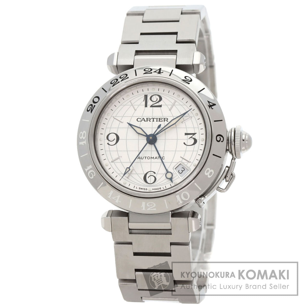 CARTIER カルティエ W31078M7 パシャC メリディアン GMT 腕時計 SS ボーイズ 中古