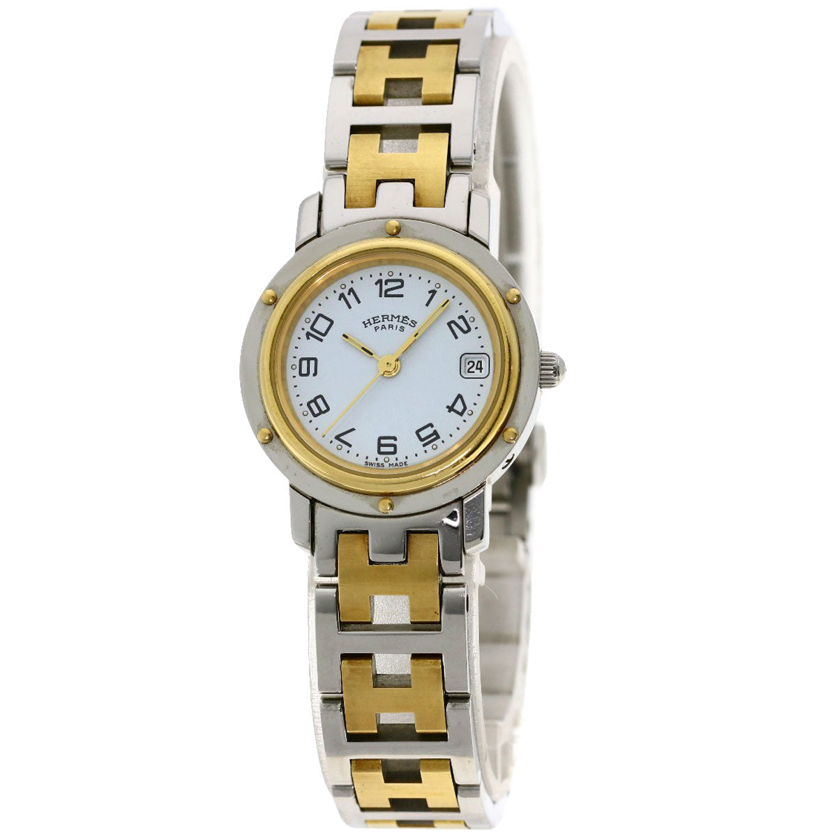 HERMES エルメス CL4.220 クリッパー 腕時計 SS レディース 中古