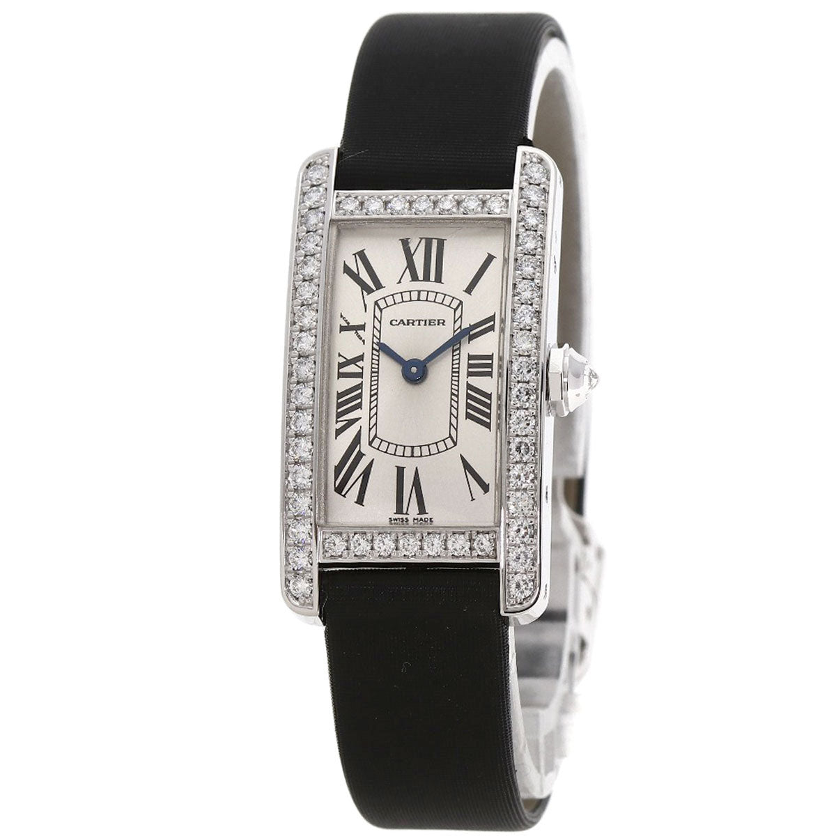 CARTIER カルティエ WB706631 タンクアメリカン SM ベゼルダイヤモンド 腕時計 K18WG レディース 中古