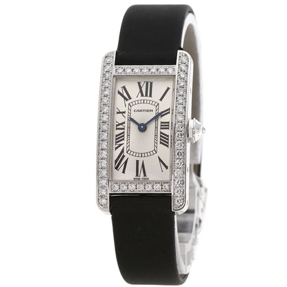 CARTIER カルティエ WB706631 タンクアメリカン SM ベゼルダイヤモンド 腕時計 K18WG レディース 中古