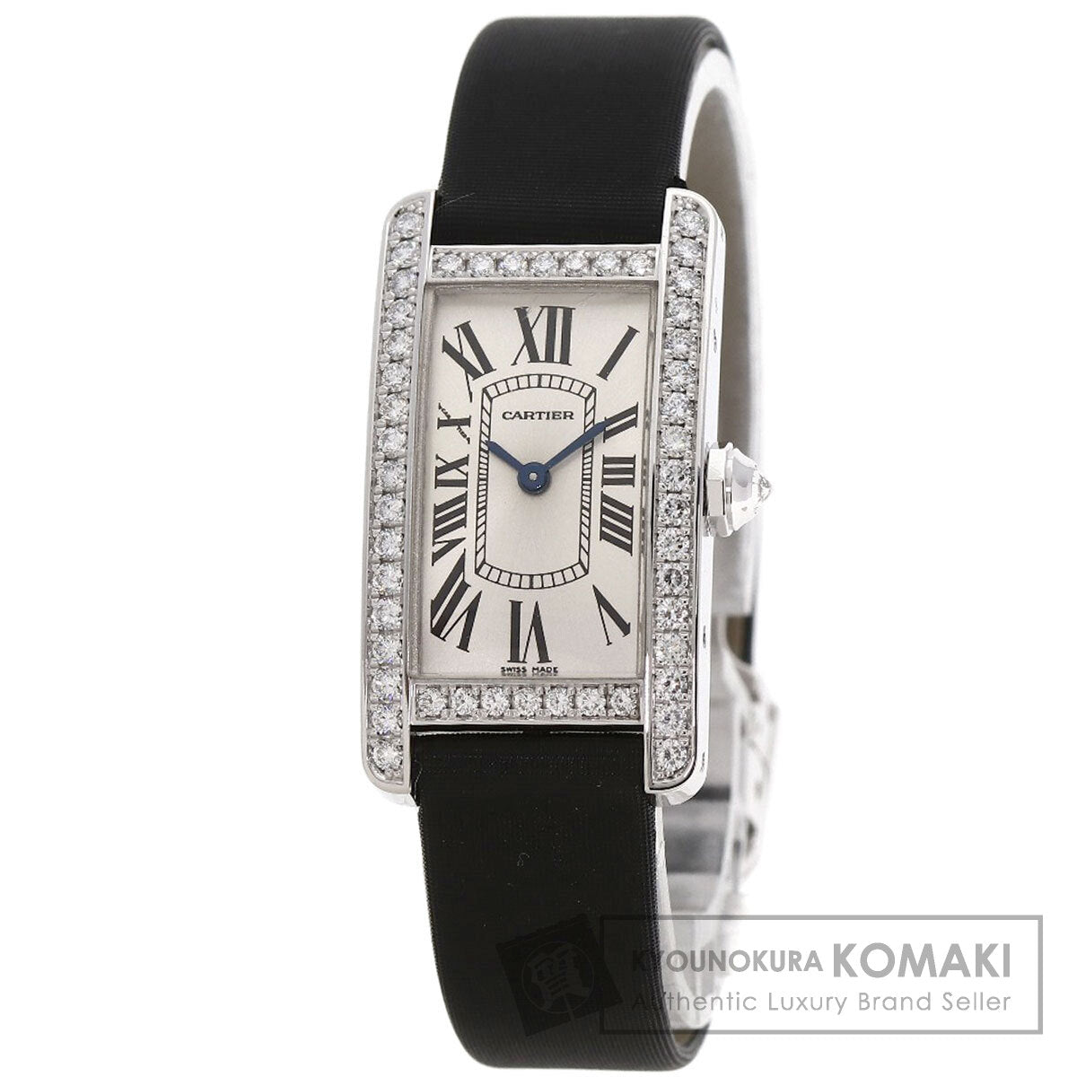 CARTIER カルティエ WB706631 タンクアメリカン SM ベゼルダイヤモンド 腕時計 K18WG レディース 中古