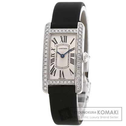 CARTIER カルティエ WB706631 タンクアメリカン SM ベゼルダイヤモンド 腕時計 K18WG レディース 中古