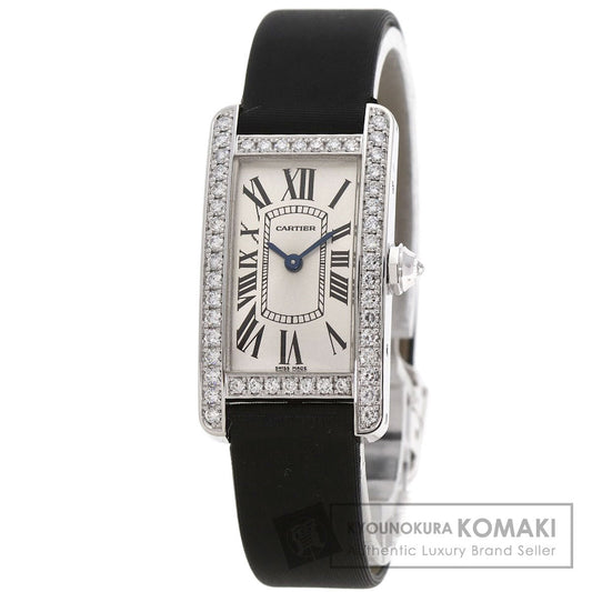 CARTIER カルティエ WB706631 タンクアメリカン SM ベゼルダイヤモンド 腕時計 K18WG レディース 中古