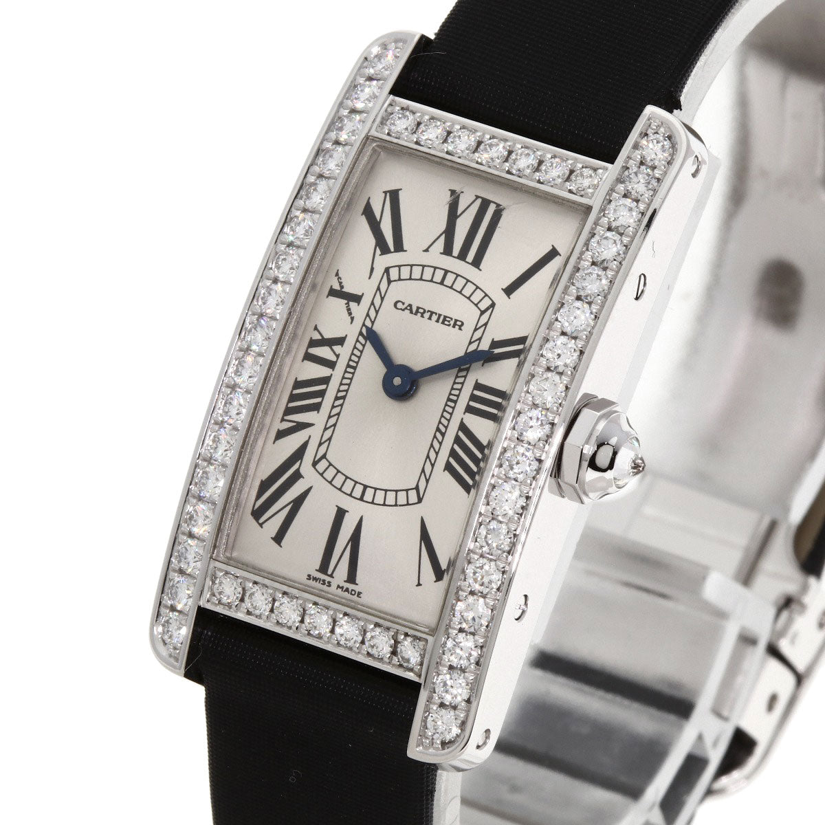 CARTIER カルティエ WB706631 タンクアメリカン SM ベゼルダイヤモンド 腕時計 K18WG レディース 中古
