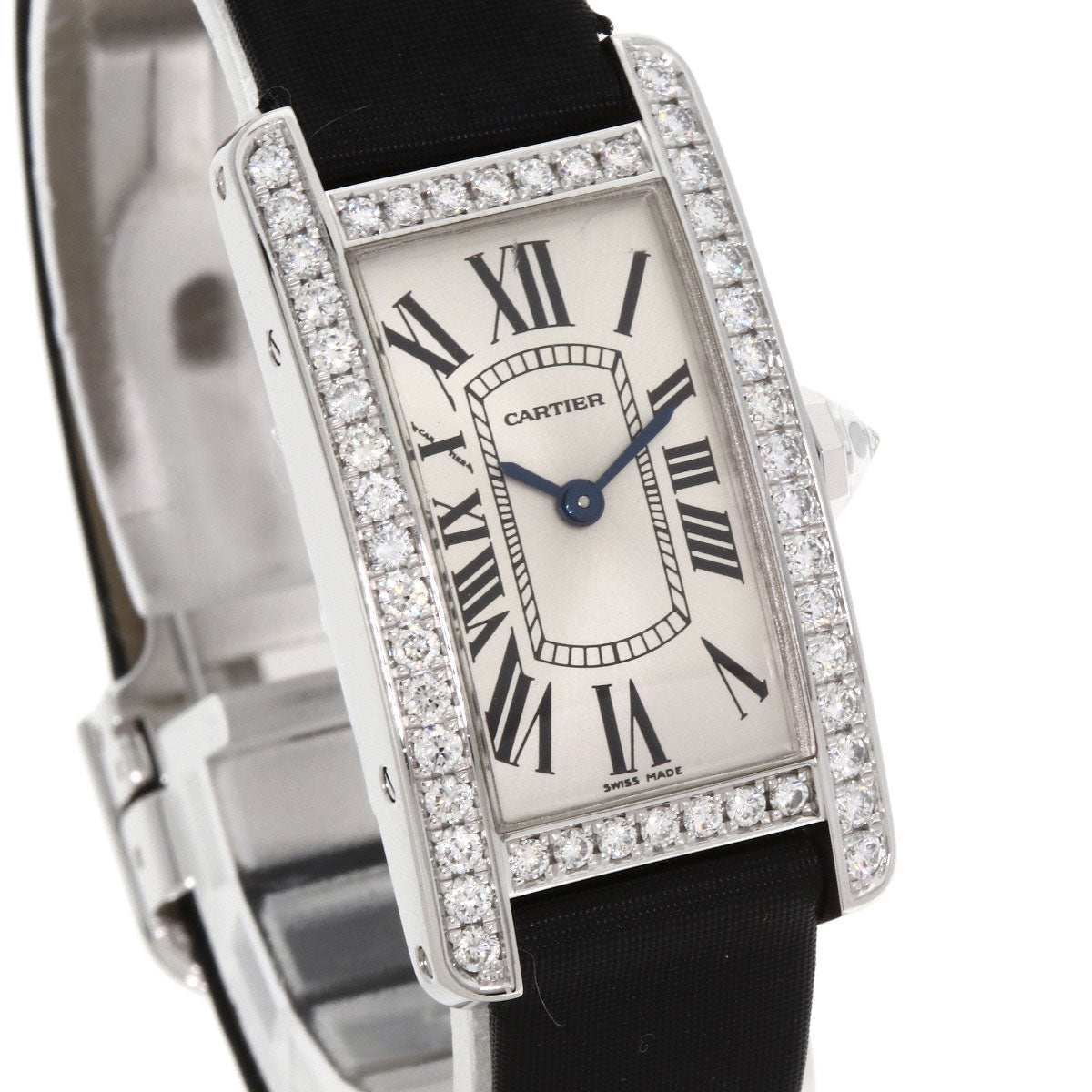 CARTIER カルティエ WB706631 タンクアメリカン SM ベゼルダイヤモンド 腕時計 K18WG レディース 中古