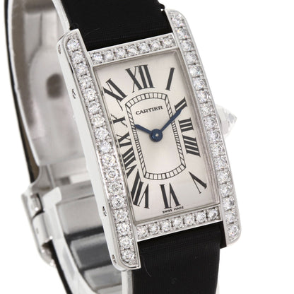 CARTIER カルティエ WB706631 タンクアメリカン SM ベゼルダイヤモンド 腕時計 K18WG レディース 中古