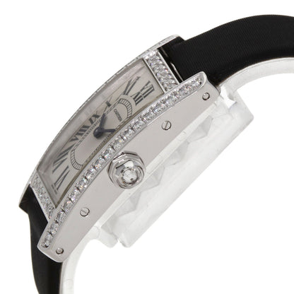 CARTIER カルティエ WB706631 タンクアメリカン SM ベゼルダイヤモンド 腕時計 K18WG レディース 中古