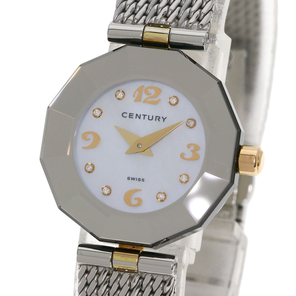 CENTURY センチュリー プライムタイム 8P ダイヤモンド 腕時計 SS レディース 中古