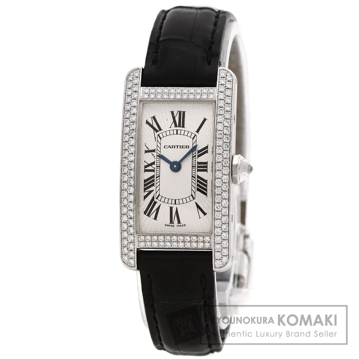 CARTIER カルティエ WB705131 タンクアメリカン SM ベゼルダイヤモンド 腕時計 K18WG レディース 中古