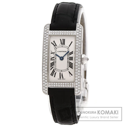 CARTIER カルティエ WB705131 タンクアメリカン SM ベゼルダイヤモンド 腕時計 K18WG レディース 中古