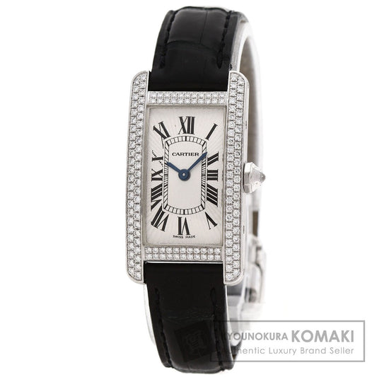 CARTIER カルティエ WB705131 タンクアメリカン SM ベゼルダイヤモンド 腕時計 K18WG レディース 中古