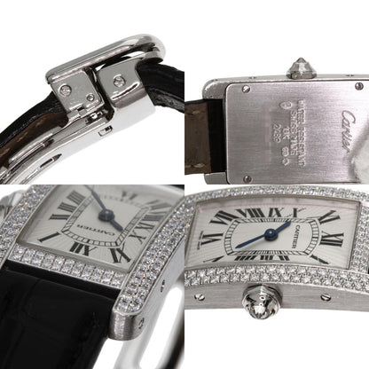 CARTIER カルティエ WB705131 タンクアメリカン SM ベゼルダイヤモンド 腕時計 K18WG レディース 中古