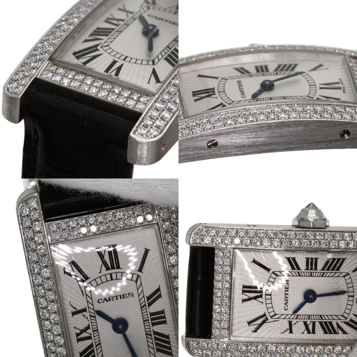 CARTIER カルティエ WB705131 タンクアメリカン SM ベゼルダイヤモンド 腕時計 K18WG レディース 中古