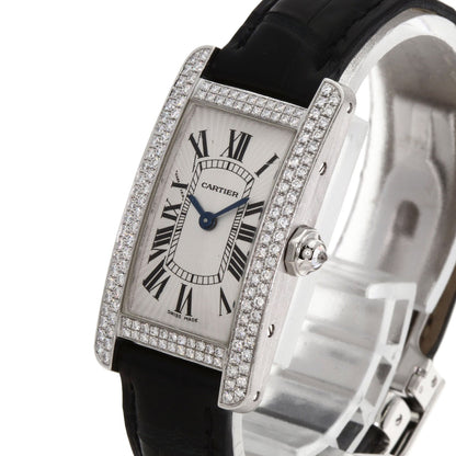 CARTIER カルティエ WB705131 タンクアメリカン SM ベゼルダイヤモンド 腕時計 K18WG レディース 中古