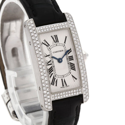 CARTIER カルティエ WB705131 タンクアメリカン SM ベゼルダイヤモンド 腕時計 K18WG レディース 中古