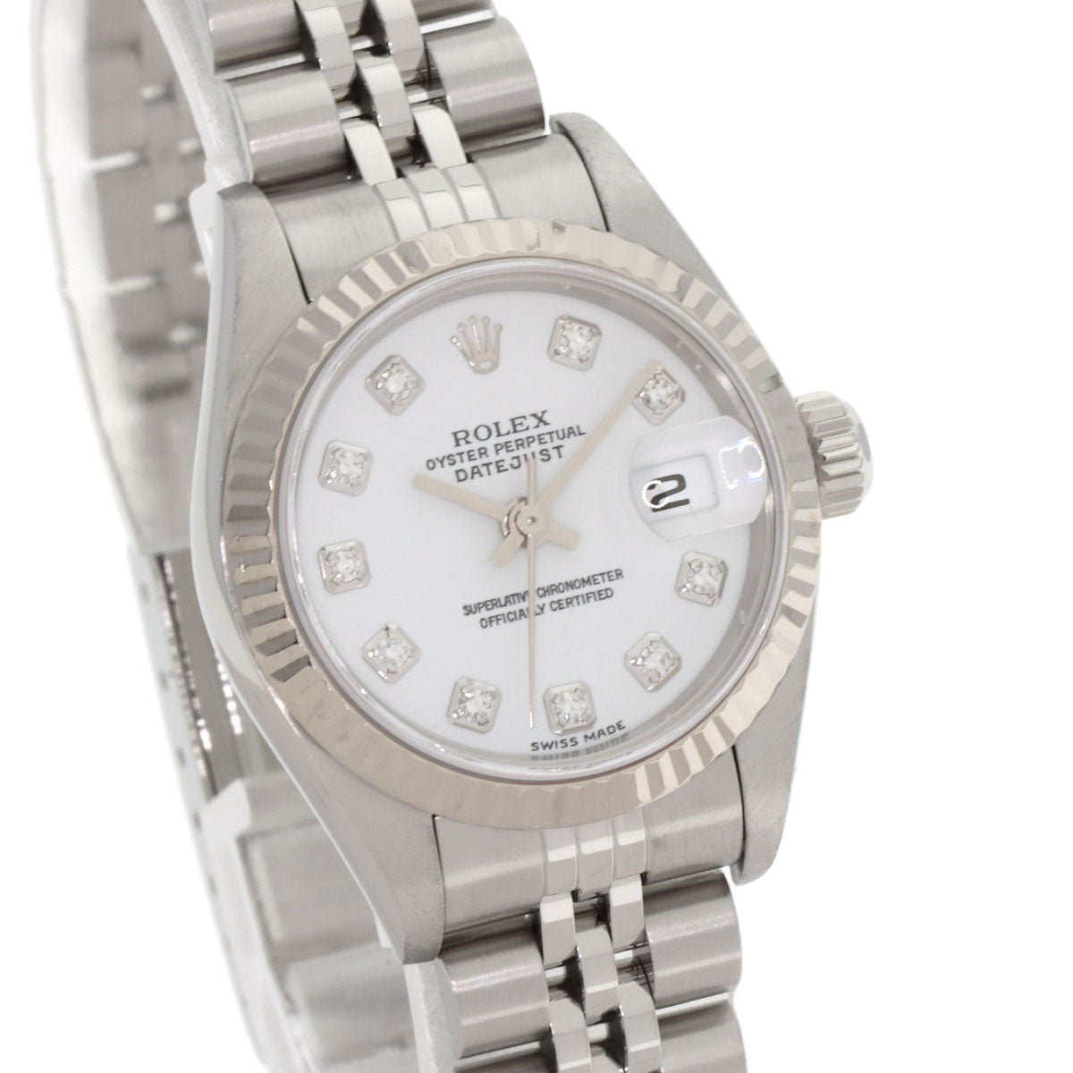 ROLEX ロレックス 79174G デイトジャスト 10P ダイヤモンド 腕時計 SS レディース 中古