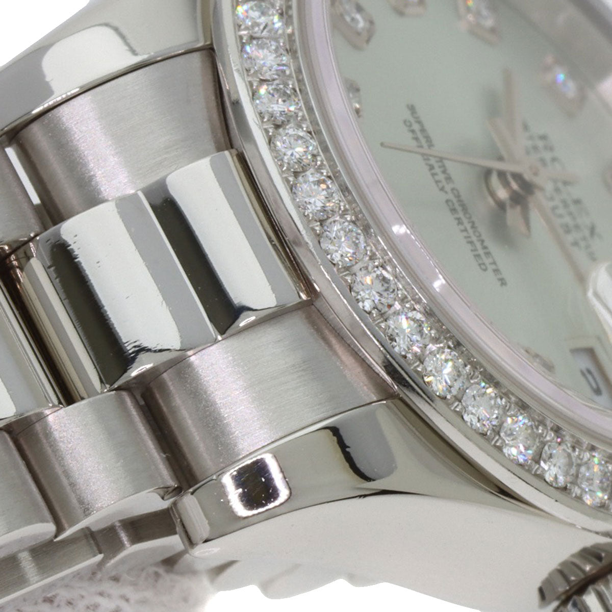 ROLEX ロレックス 179136G デイトジャスト 10P ベゼル ダイヤモンド 腕時計 PT レディース 中古