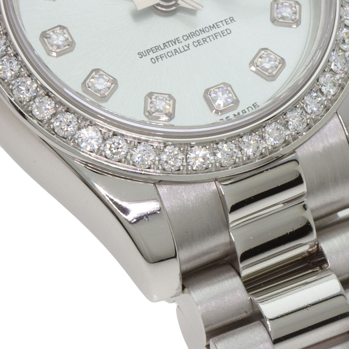 ROLEX ロレックス 179136G デイトジャスト 10P ベゼル ダイヤモンド 腕時計 PT レディース 中古