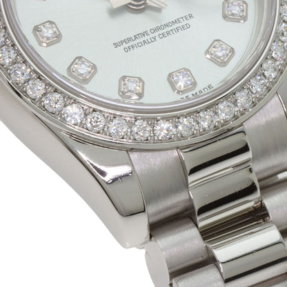 ROLEX ロレックス 179136G デイトジャスト 10P ベゼル ダイヤモンド 腕時計 PT レディース 中古