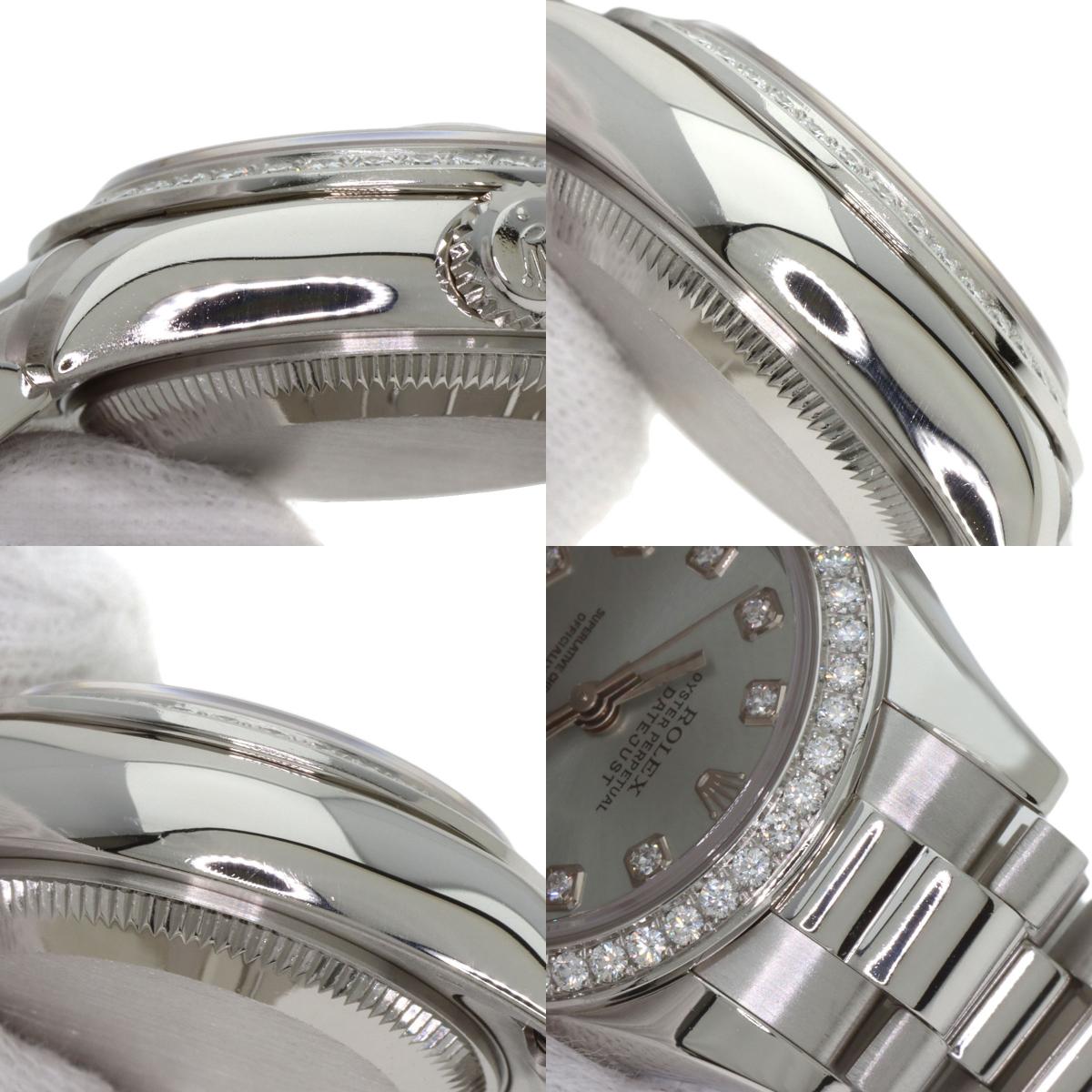 ROLEX ロレックス 179136G デイトジャスト 10P ベゼル ダイヤモンド 腕時計 PT レディース 中古
