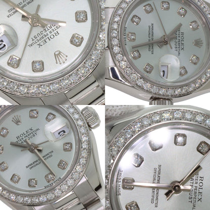 ROLEX ロレックス 179136G デイトジャスト 10P ベゼル ダイヤモンド 腕時計 PT レディース 中古