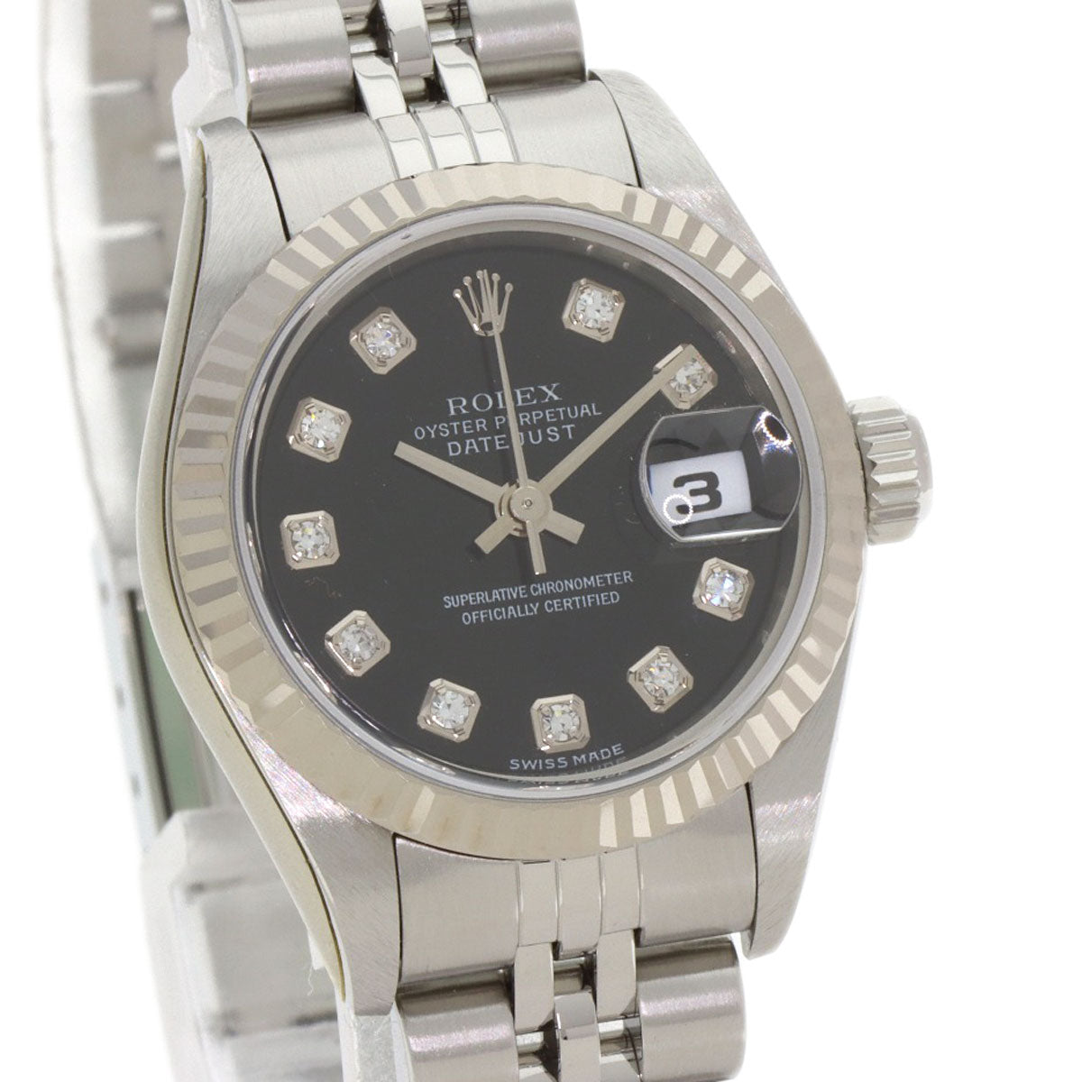 ROLEX ロレックス 79174G デイトジャスト 10P ダイヤモンド 腕時計 SS レディース 中古