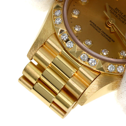 ROLEX ロレックス 69258G デイトジャスト ベゼル 10P ダイヤモンド 腕時計 K18YG レディース 中古