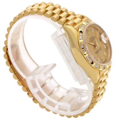 ROLEX ロレックス 69258G デイトジャスト ベゼル 10P ダイヤモンド 腕時計 K18YG レディース 中古