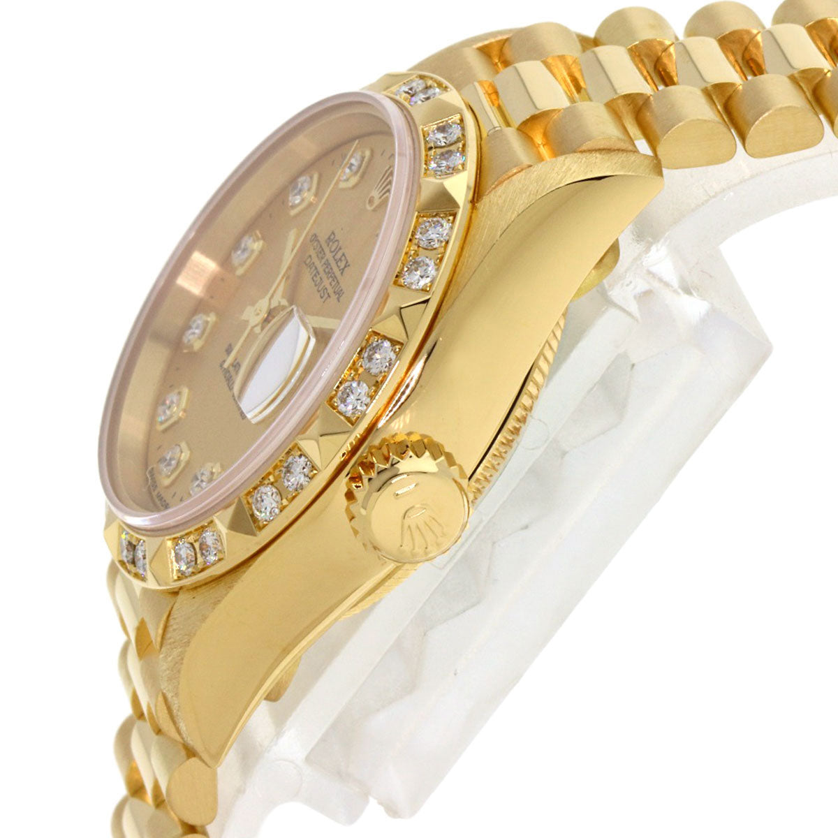 ROLEX ロレックス 69258G デイトジャスト ベゼル 10P ダイヤモンド 腕時計 K18YG レディース 中古