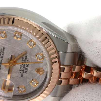 ROLEX ロレックス 179171G デイトジャスト 10P ダイヤモンド 腕時計 SS レディース 中古