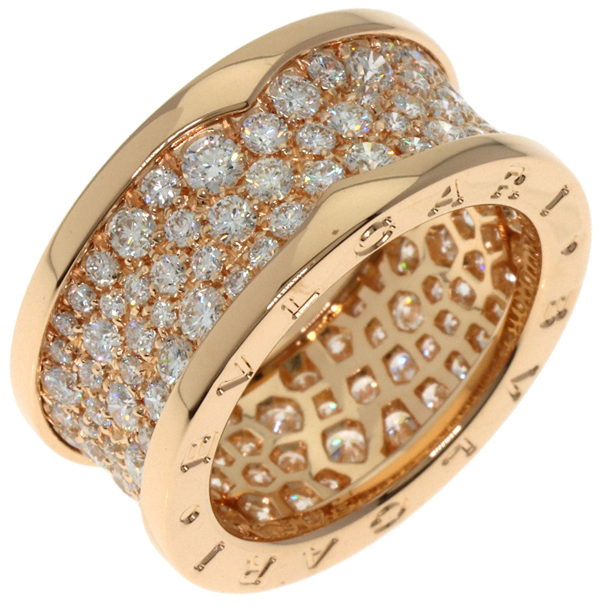 BVLGARI ブルガリ B-zero1 ビーゼロワン フル パヴェダイヤモンド #54 リング・指輪 K18PG レディース 中古