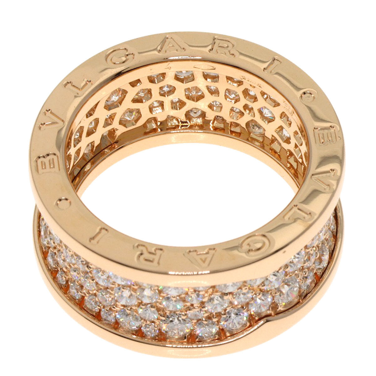 BVLGARI ブルガリ B-zero1 ビーゼロワン フル パヴェダイヤモンド #54 リング・指輪 K18PG レディース 中古