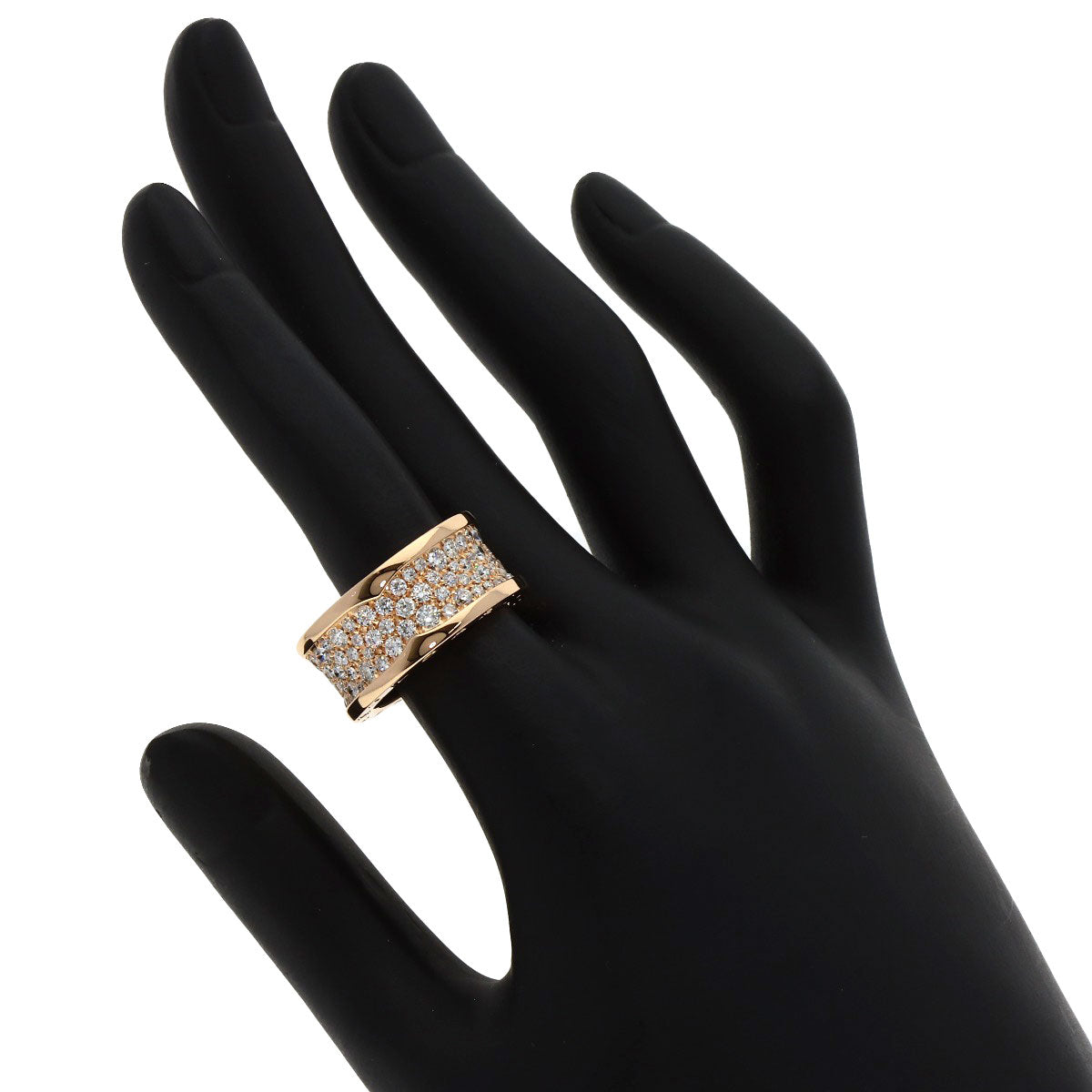 BVLGARI ブルガリ B-zero1 ビーゼロワン フル パヴェダイヤモンド #54 リング・指輪 K18PG レディース 中古