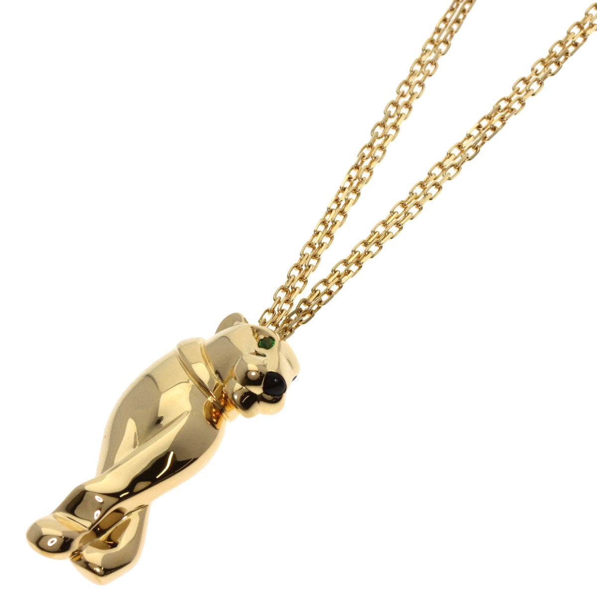 CARTIER カルティエ パンテール オニキス グリーンガーネット ネックレス K18YG レディース 中古