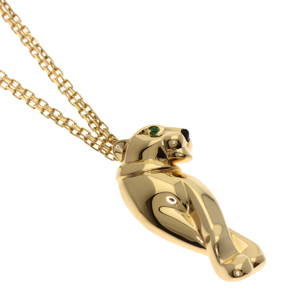 CARTIER カルティエ パンテール オニキス グリーンガーネット ネックレス K18YG レディース 中古