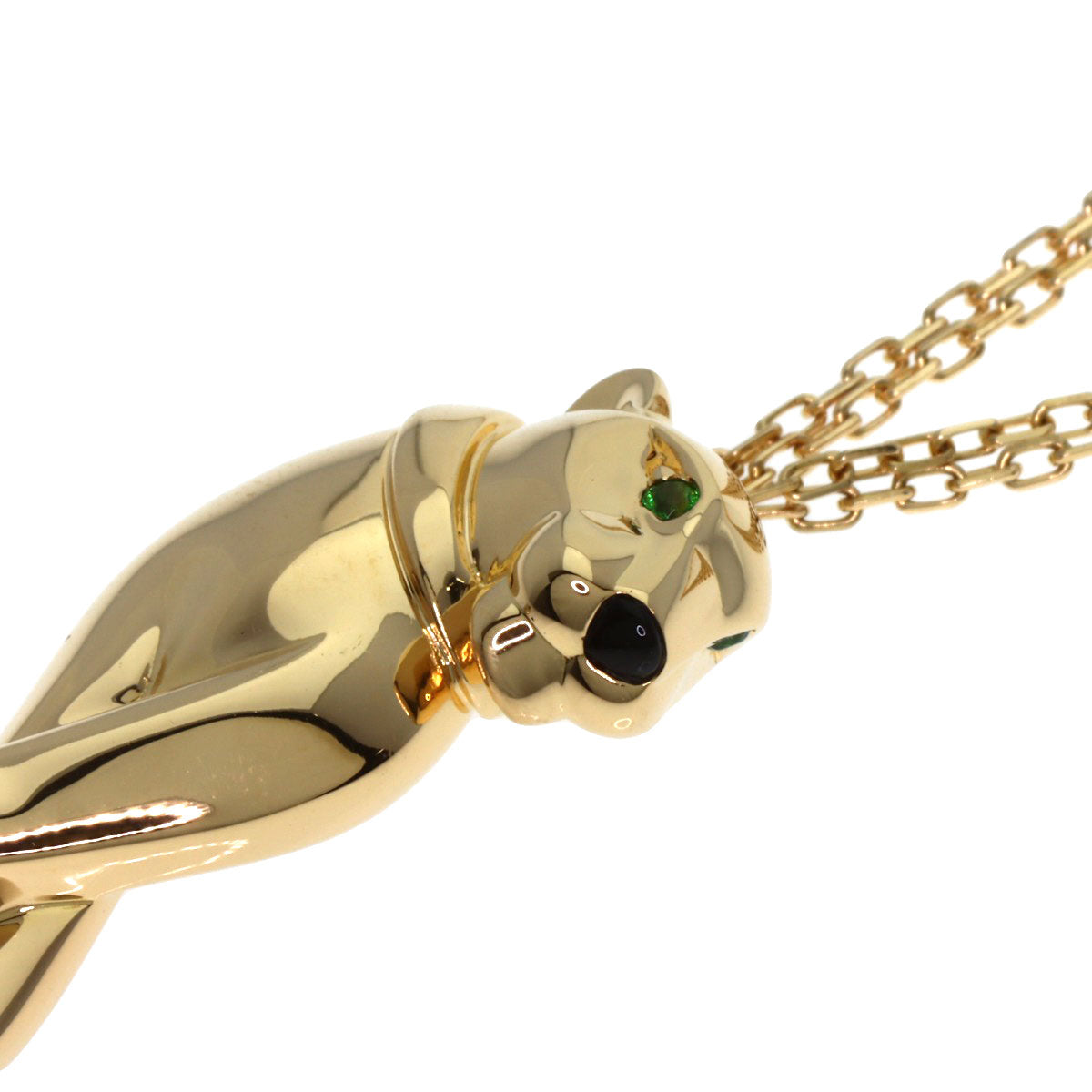 CARTIER カルティエ パンテール オニキス グリーンガーネット ネックレス K18YG レディース 中古