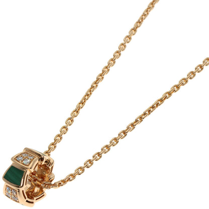 BVLGARI ブルガリ セルペンティ マラカイト ダイヤモンド ネックレス K18PG レディース 中古