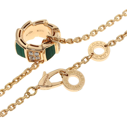 BVLGARI ブルガリ セルペンティ マラカイト ダイヤモンド ネックレス K18PG レディース 中古