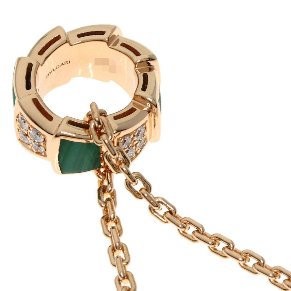 BVLGARI ブルガリ セルペンティ マラカイト ダイヤモンド ネックレス K18PG レディース 中古
