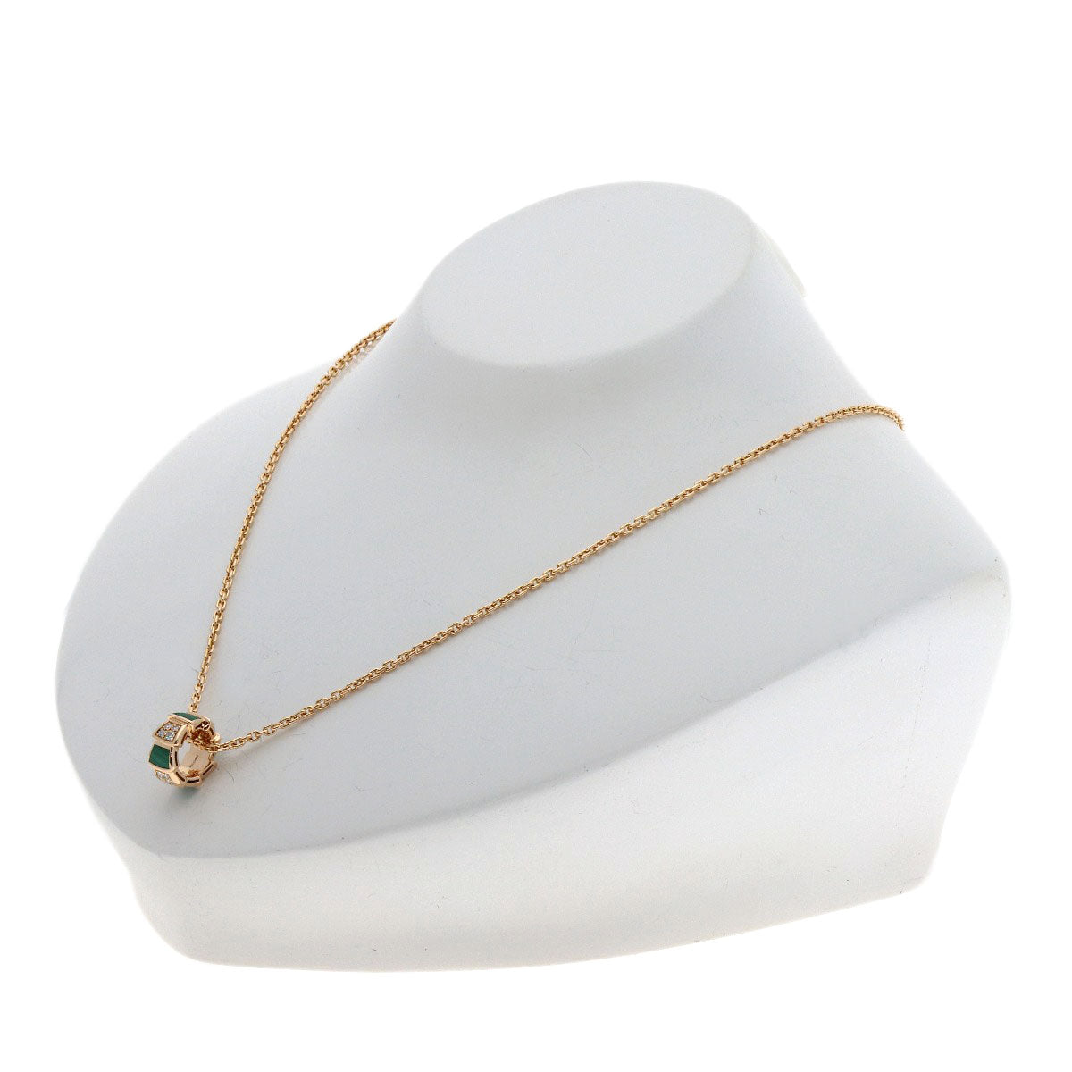 BVLGARI ブルガリ セルペンティ マラカイト ダイヤモンド ネックレス K18PG レディース 中古