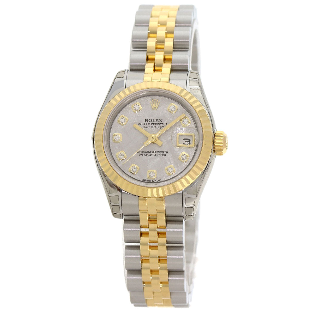 ROLEX ロレックス 179173G デイトジャスト 10P ダイヤモンド 腕時計 SS レディース 中古
