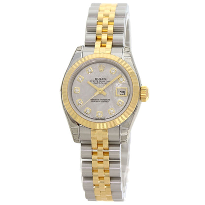 ROLEX ロレックス 179173G デイトジャスト 10P ダイヤモンド 腕時計 SS レディース 中古