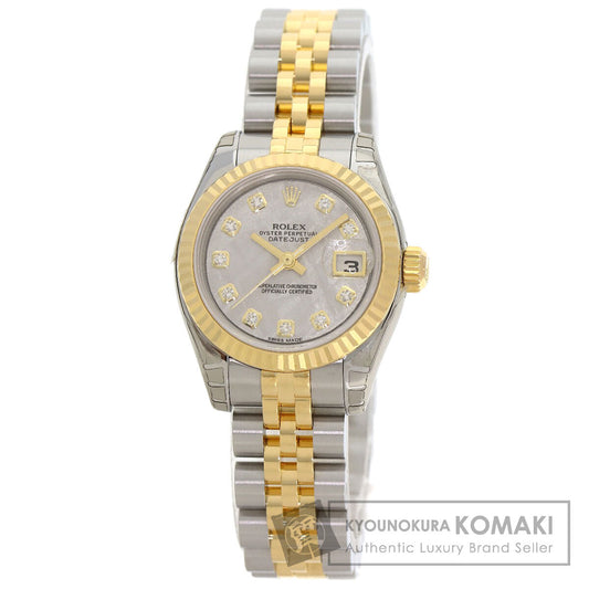 ROLEX ロレックス 179173G デイトジャスト 10P ダイヤモンド 腕時計 SS レディース 中古