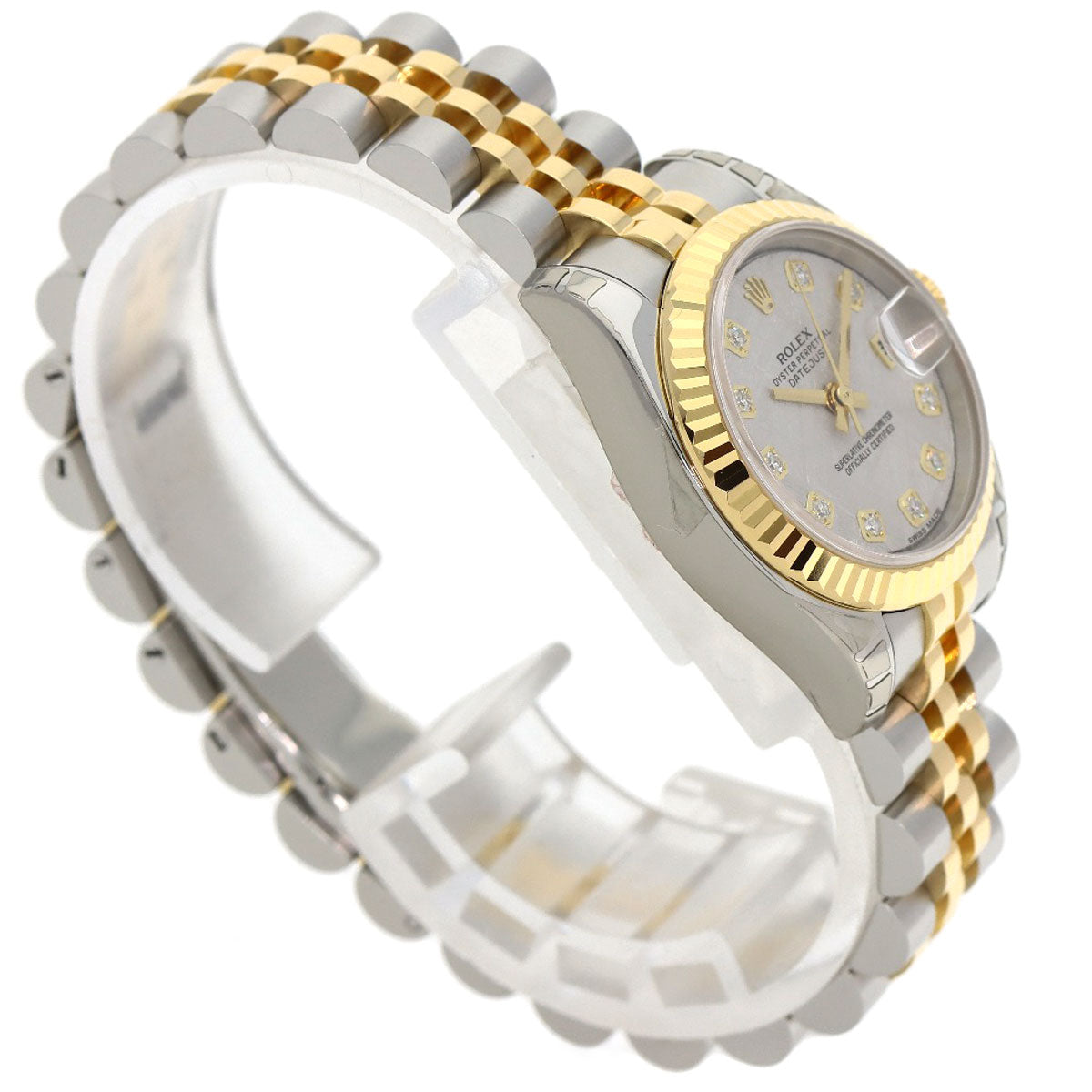 ROLEX ロレックス 179173G デイトジャスト 10P ダイヤモンド 腕時計 SS レディース 中古