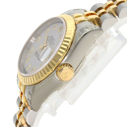 ROLEX ロレックス 179173G デイトジャスト 10P ダイヤモンド 腕時計 SS レディース 中古