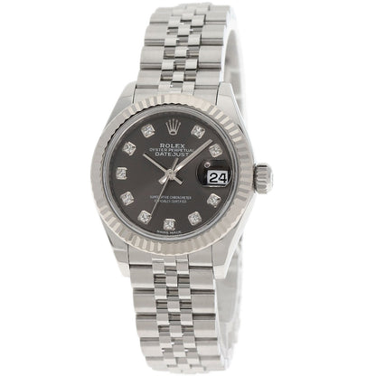ROLEX ロレックス 279174G デイトジャスト 10P ダイヤモンド ダークグレー 腕時計 SS レディース 中古