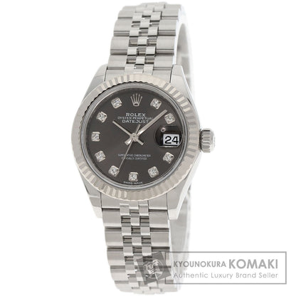 ROLEX ロレックス 279174G デイトジャスト 10P ダイヤモンド ダークグレー 腕時計 SS レディース 中古
