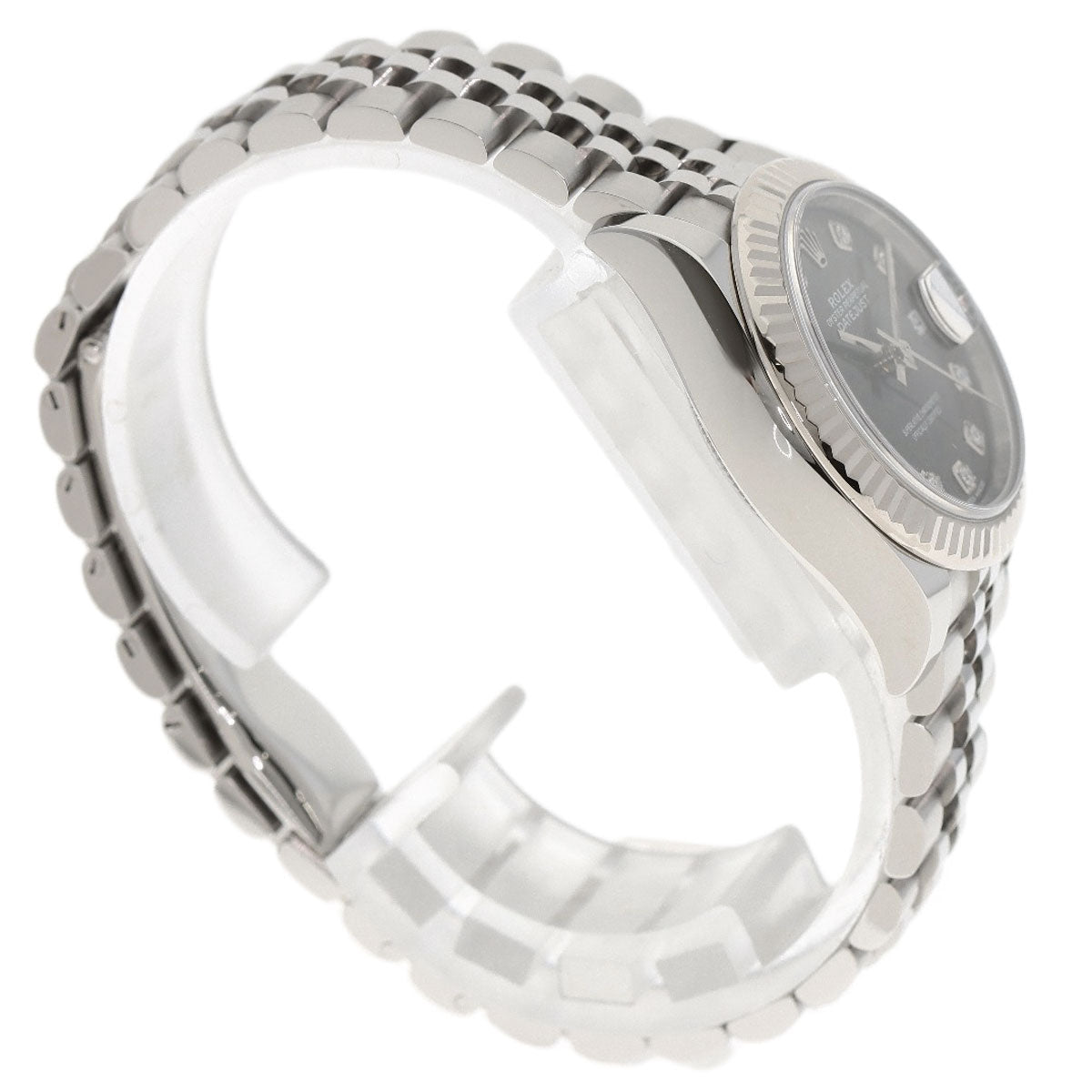 ROLEX ロレックス 279174G デイトジャスト 10P ダイヤモンド ダークグレー 腕時計 SS レディース 中古